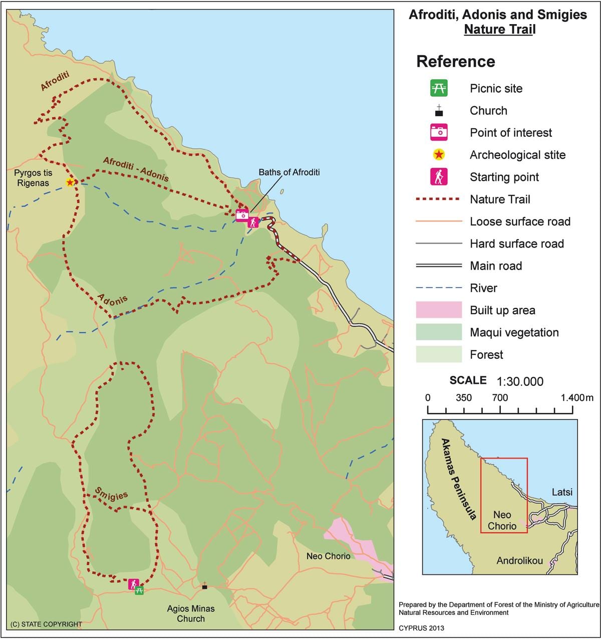 Map of aphrodite লেজ সাইপ্রাস 