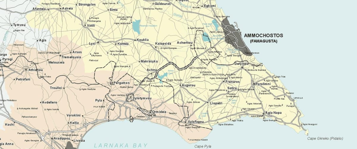 মানচিত্র এর ayia napa, সাইপ্রাস