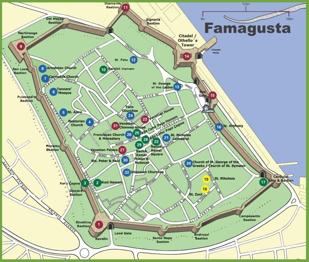 মানচিত্র famagusta উত্তর সাইপ্রাস