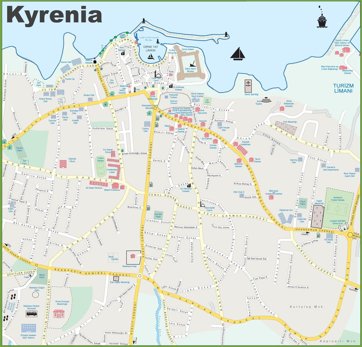 মানচিত্র উত্তর kyrenia, সাইপ্রাস